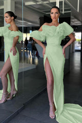 Newinlook Daffodil Off-The-Shoulder Split Mermaid Evening Dress Sequins