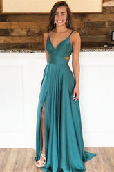 Newinlook Spaghetti-Straps Long Evening Dress Split