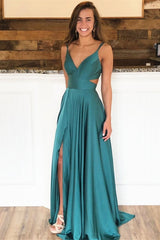 Newinlook Spaghetti-Straps Long Evening Dress Split