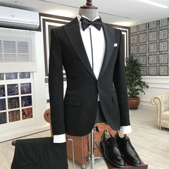 Newinlook Classic Best-Fit Black Peaked Lapel Wedding Blazer for Groom