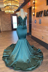 Newinlook Dark Green Sleeveless Halter Mermaid Evening Dress