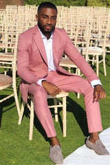 Newinlook Elegant Pink Wedding Suit for Groom, 2 Pieces with Notched Lapel