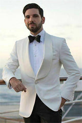 Newinlook Chic White Shawl Lapel Men’s Wedding Suit with One Button