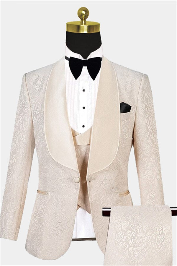 Newinlook White Shawl Lapel Wedding Tuxedo - Three-Piece Set, Online