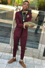 Newinlook New Arrival Burgundy Party Prom Suit, Two Pieces for Men with Black Lapel