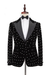 Newinlook Gorgeous Casual Black Prom Outfit with Peaked Lapel for Men
