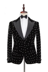 Newinlook Gorgeous Casual Black Prom Outfit with Peaked Lapel for Men