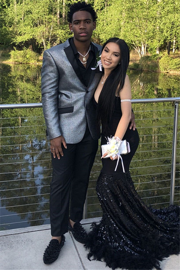 Newinlook Silver Party Fashion Prom Suit - Sequins Notch Lapel for Man