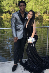 Newinlook Silver Party Fashion Prom Suit - Sequins Notch Lapel for Man