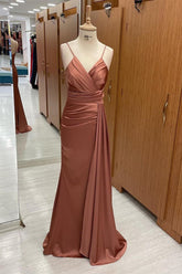 Newinlook Elegant Spaghetti-Straps Mermaid Evening Dress V-Neck