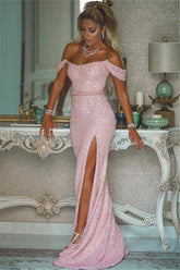 Newinlook Sequins Pink Mermaid Evening Dress With Split