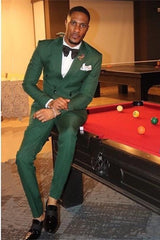 Newinlook Stylish Dark Green Two-Piece Slim Fit Prom Suit with Peaked Lapel