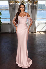 Newinlook Luxury Hot Pink Spaghetti Strap Mermaid Long Evening Dress With Chic Tassels and Sequins