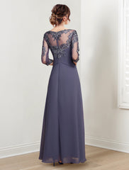 Floor-Length Mother of the Bride Dresses with A-Line and Princess Scoop Necklines