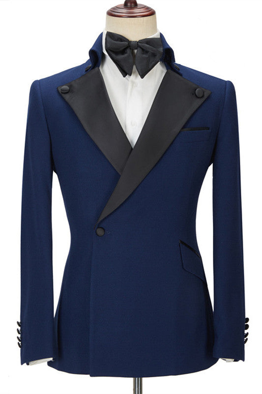 Newinlook Formal Dark Navy Two-Piece Dinner Suit with Peak Lapel for Men