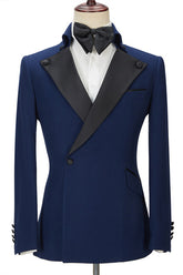 Newinlook Formal Dark Navy Two-Piece Dinner Suit with Peak Lapel for Men