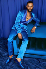 Newinlook Popular Blue Groom and Groomsmen Suit with Shawl Lapel