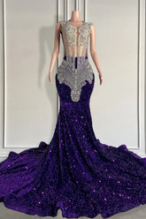 Elegant Sequined Sleeveless Mermaid Prom Dresses with Beadings