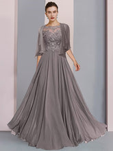Floor-Length A-Line Mother of the Bride Dress with Princess Scoop Neckline