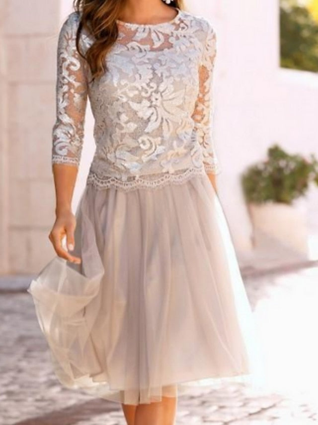 Knee-Length A-Line Princess Scoop Mother of the Bride Dress