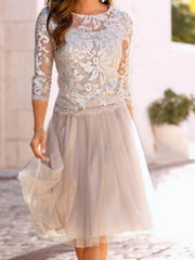 Knee-Length A-Line Princess Scoop Mother of the Bride Dress