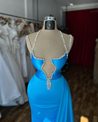 Beautiful Column Spaghetti Straps Sleeveless Ruffled Satin Evening Gown