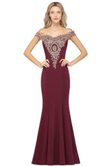 Beautiful Mermaid Off-The-Shoulder Prom Dress Long With Lace Appliques