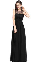Luxurious Sleeveless Scoop Long Chiffon Pary Dress With Lace