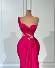 Designer Long Mermaid One-Shoulder Sleeveless Satin Dress for Prom