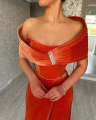 Elegant Long Mermaid One Shoulder Sleeveless Evening Dress With Side Slit