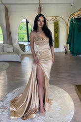Sexy Elegant Pink Mermaid high split Prom Dress