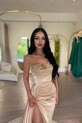 Sexy Elegant Pink Mermaid high split Prom Dress