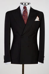 Elmer Black Peak Lapel Double Breasted Business Men’s Suits