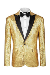 Evan Elegant Champagne Peaked Lapel Sequined Prom Attire for Men