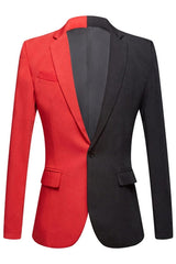 Kris Classic Black and Crimson Notched Lapel Two Piece Custom Prom Attire