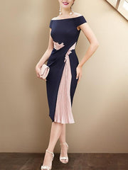 Knee-Length Mother of the Bride Sheath Dresses with Short Sleeves