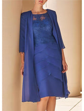 Short Sleeve Knee-Length Lace Sheath Dress for the Mother of the Bride