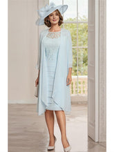 Knee-Length Jewel Neck Mother of the Bride Two-Piece Dress with Sheath/Column Silhouette and Jacket