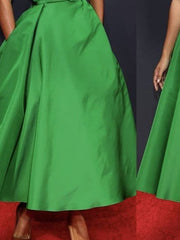 Off-Shoulder Sleeveless A-Line Ruched Ankle-Length Dress for the Mother of the Bride