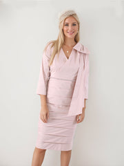 V-Neck 3/4 Sleeve Sheath/Column Dress for Mothers of the Bride & Groom with Pearl and Bow Details
