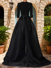 Mother of the Bride V-Neck Pantsuit with 3/4 Sleeves and Flower Belt