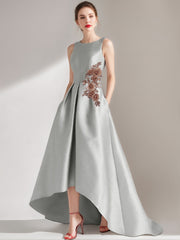 Asymmetrical Sleeveless A-Line/Princess Mother of the Bride & Groom Dress with Appliques and Pocket
