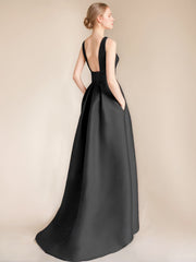 Elegant Asymmetrical A-Line Princess Scoop Mother of the Bride & Groom Sleeveless Dress with Appliques