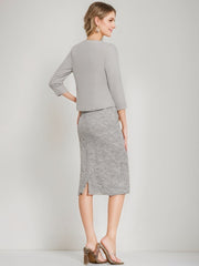 Tea-Length Mother of the Bride Sheath/Column Dress with Jacket & Crystals