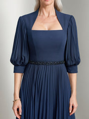 Queen Anne Neckline A-line Princess Ankle-Length Mother of the Bride Dresses with Pleats Sequins & Beads