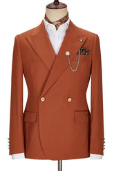 Magee Elegant Brown Peak Lapel Double Breasted Prom Suit