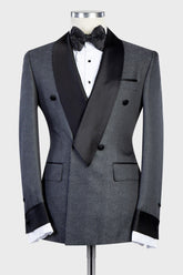 New Designer Dark Grey Breasted Shawl Lapel Men’s Suits