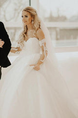 Glamorous A-Line Off the shoulder Sweetheart Summer Beach Wedding Dress