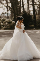 Ball Gown Off the shoulder White Garden Wedding Dress