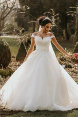 Ball Gown Off the shoulder White Garden Wedding Dress